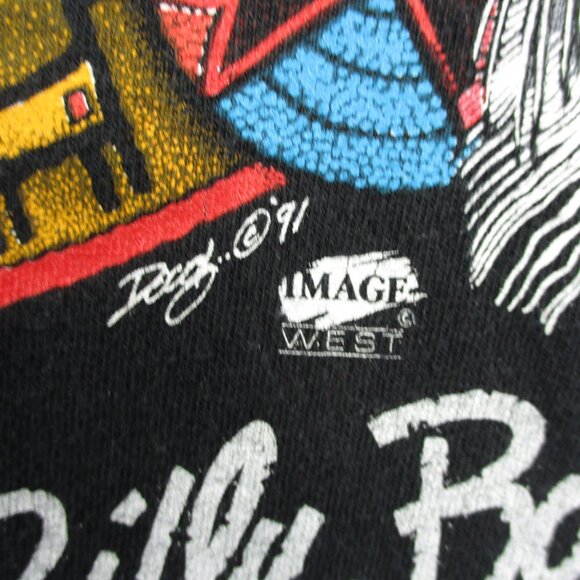 VINTAGE Western Shirt Mens L Black Skull Native Buffalo Single Stitch USA Made - Picture 4 of 15